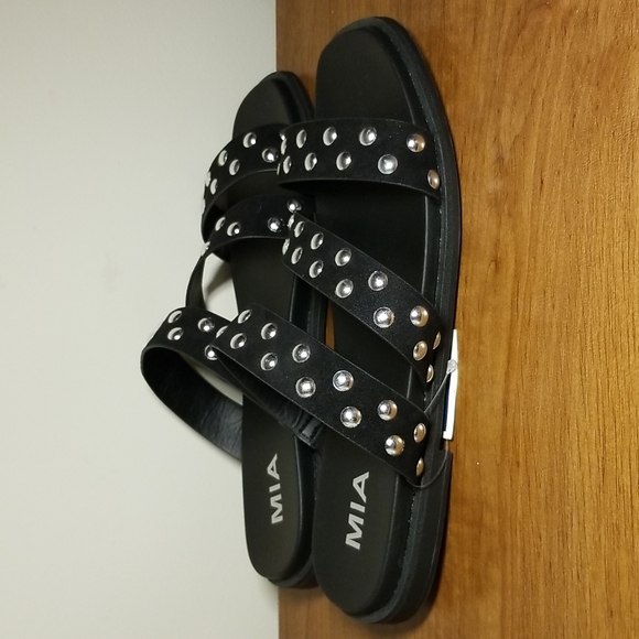 Black Studded Strappy Sandals - Picture 3 of 3
